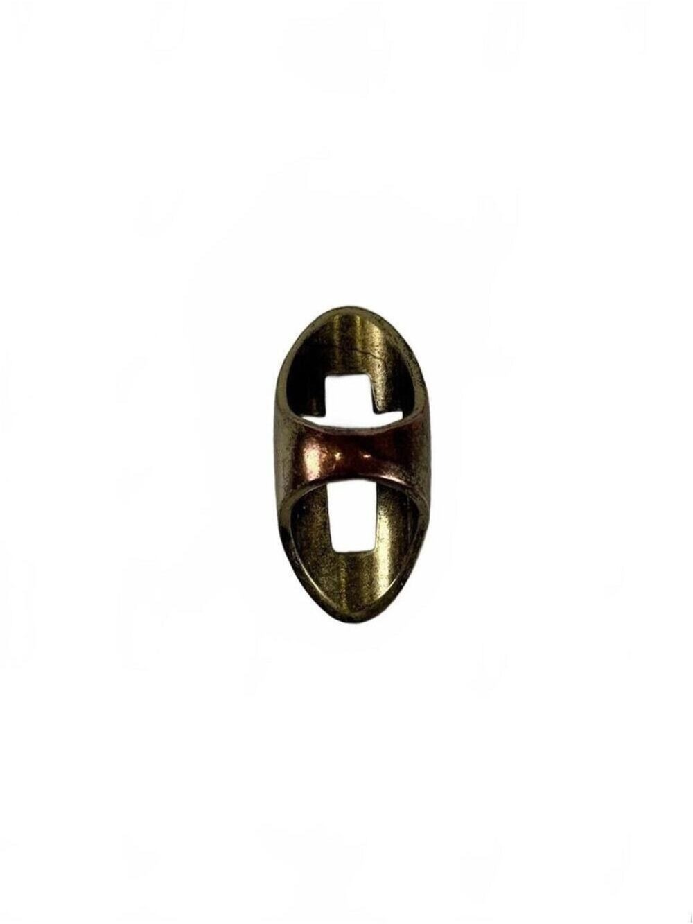 Vintage Brutalist Brass Shield Ring Cutout Cross Modernist Studio Artisan Size 6 - Picture 7 of 8